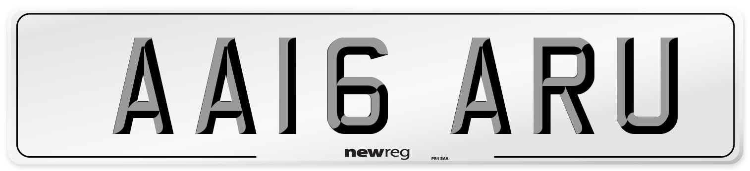 AA16 ARU Number Plate from New Reg